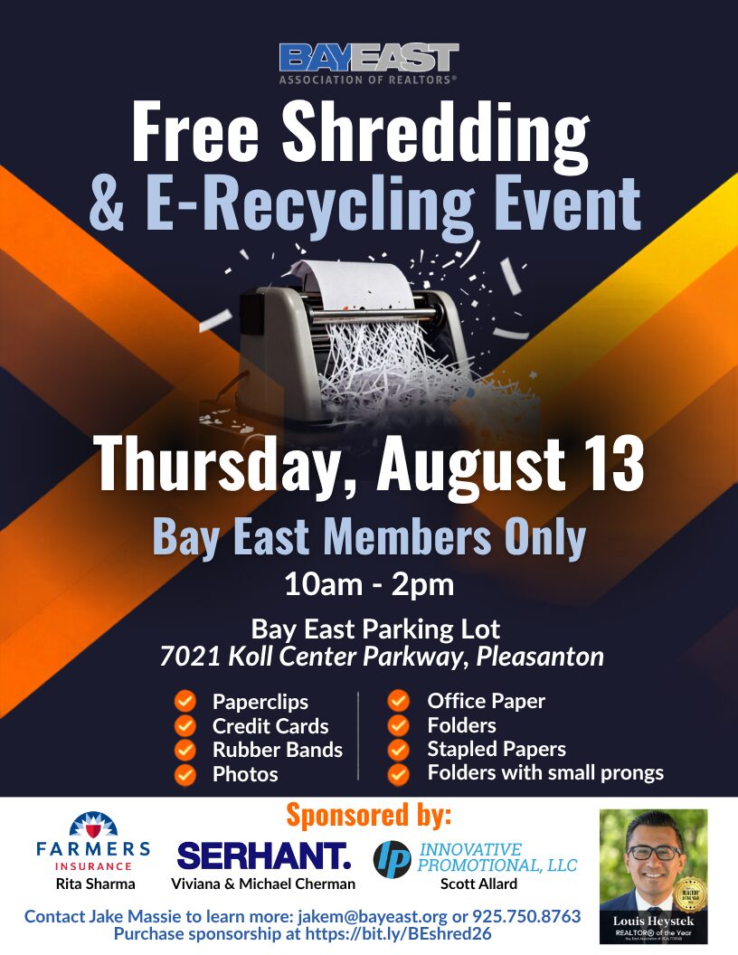 free shredding and e recycling event bay east flyer